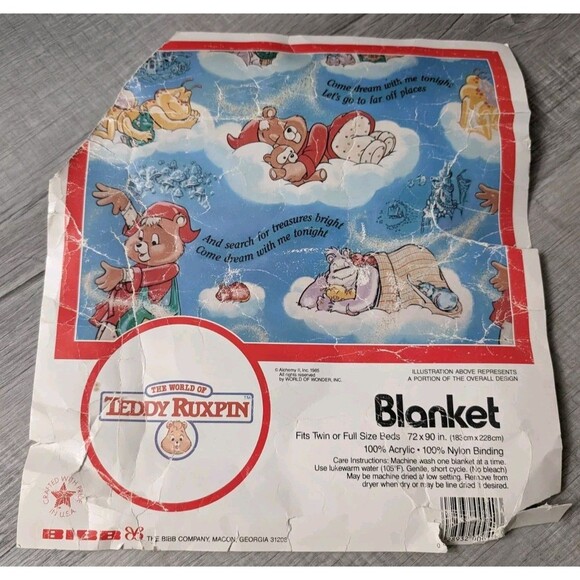 Vintage The World of Teddy Ruxpin Comforter Twin Sheet & Pillow Case Set 1985 - Picture 2 of 16